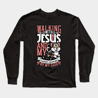 Jesus and dog - Swedish Vallhund Long Sleeve T-Shirt